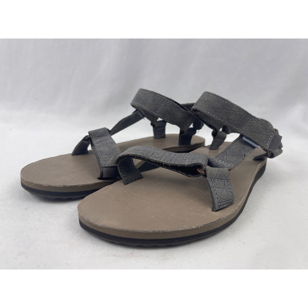 Teva Original Universal Womens 8 Gray Leather Sport Sandal Geometric